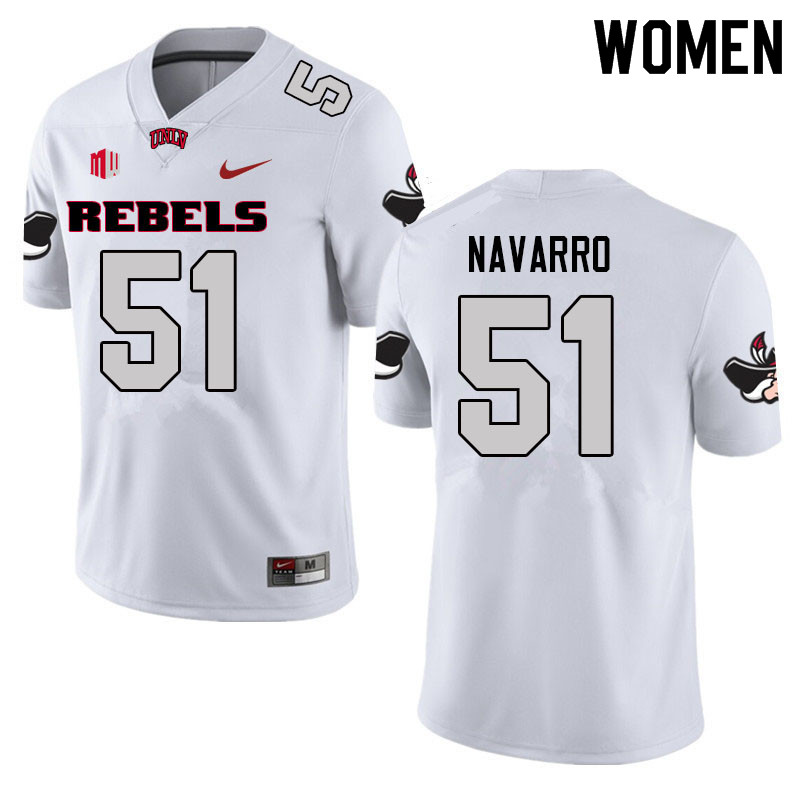 Women #51 Bobby Navarro UNLV Rebels College Football Jerseys Sale-White - Click Image to Close